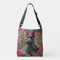 Black Scottish Terrier In The Red Roses,
