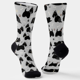 Black Scottish Terrier Paws and Bones Socks