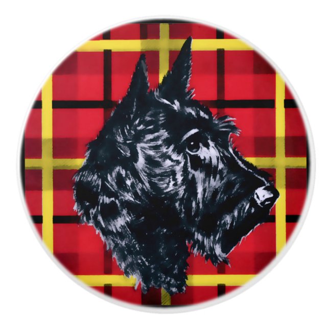 Black Scottish Terrier Scotty dog ceramic knob (Front)
