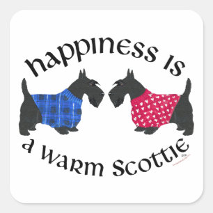 Black Scottish Terriers Happiness Square Sticker
