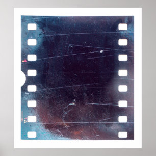 black scratched 35mm film frame, emulsion texture poster