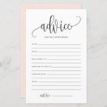 Black Script Advice for the Newlyweds Wedding Card<br><div class="desc">Add this simple and elegant advice card to your wedding. It features a black whimsical script,  classic typography,  blush pink background. You can personalise the front and backside of this baby shower card. This advice for the newlyweds card is perfect for any wedding theme and season.</div>