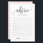 Black Script Advice for the Newlyweds Wedding Card<br><div class="desc">Add this simple and elegant advice card to your wedding. It features a black whimsical script,  classic typography,  blush pink background. You can personalise the front and backside of this baby shower card. This advice for the newlyweds card is perfect for any wedding theme and season.</div>