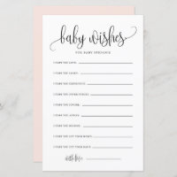 Black Script Baby Well Wishes Baby Shower Card