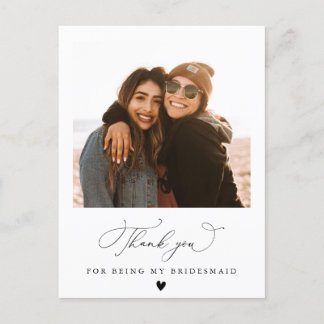 black script bridesmaid thank you card
