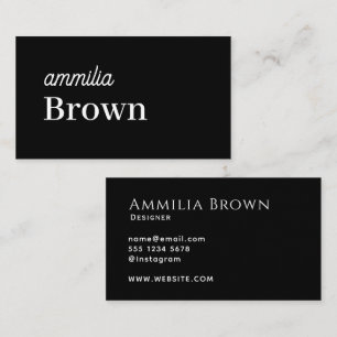 Black Script Business Card   Modern Minimal 
