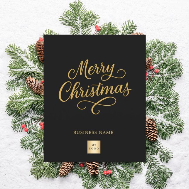 Black script business logo Christmas card (Creator Uploaded)