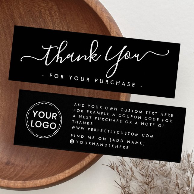 Black script business logo thank you insert card (Black script business logo thank you insert card)
