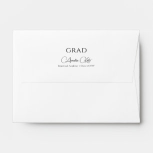 Black Script Calligraphy Return Address Graduation Envelope