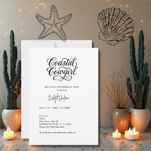 black script coastal cowgirl bachelorette party invitation