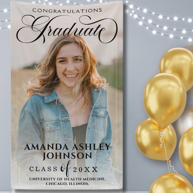 Black Script Congratulations Photo Graduation Banner (Creator Uploaded)