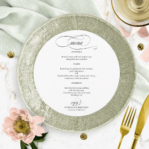 Black Script Elegant Round Wedding Menu