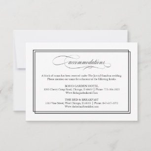 Black Script Elegant Wedding Accommodations RSVP Card