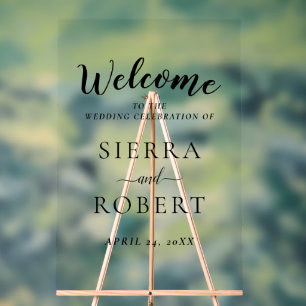 Black Script Elegant Wedding Welcome Acrylic Sign