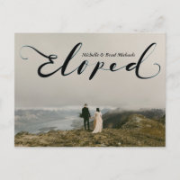 Black Script Eloped Wedding Marriage Announcement