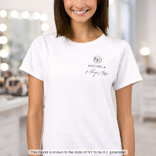 Black Script Employee Name Business Logo Makeup T-Shirt
