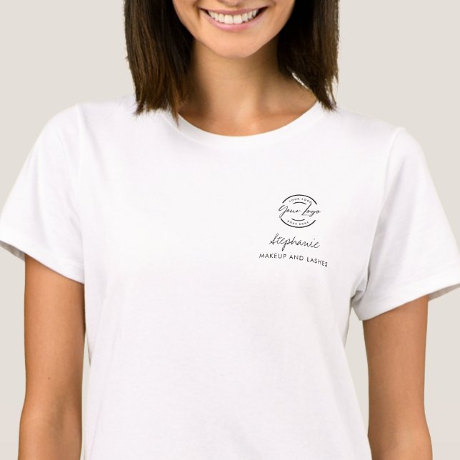 Black Script Employee Name Business Logo Makeup T-Shirt (Creator Uploaded)