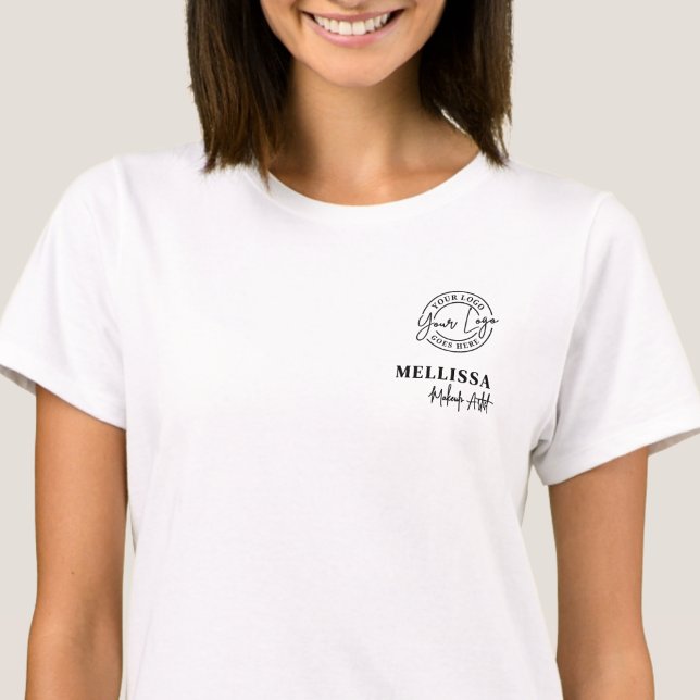 Black Script Employee Name Business Logo T-Shirt (Black Script Employee Name Business Logo T-Shirt)