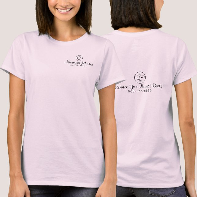 Black Script Employee Name Business Logo T-Shirt (lack Script Employee Name Business Logo T-Shirt)
