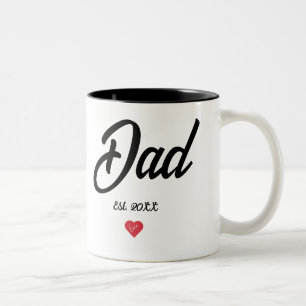Black Script Established Dad Heart Two-Tone Coffee Mug