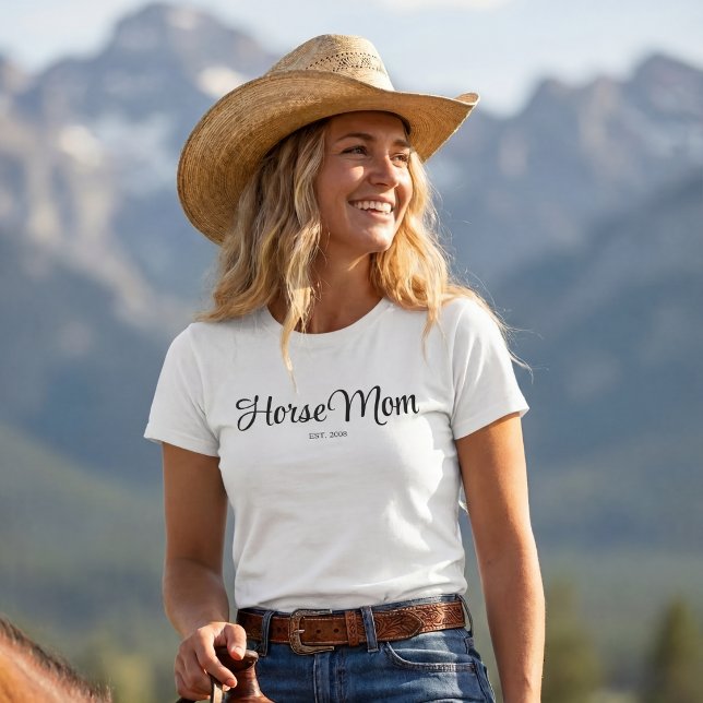 Black Script Established Horse Mum T-Shirt (Creator Uploaded)