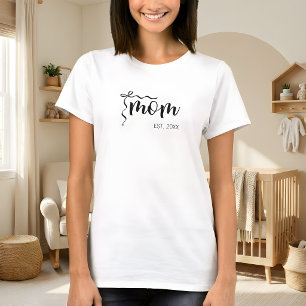 Black Script Established Mum Bow Cute  T-Shirt