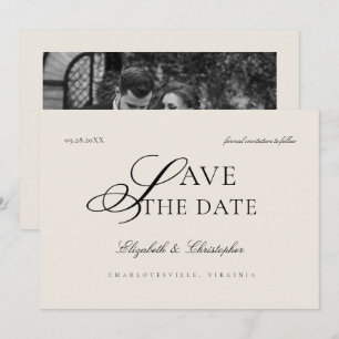 Black Script Estate Formal Classic Photo Wedding Save The Date