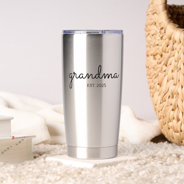 Black Script Font Established Grandma  Insulated Tumbler (Living Room (Rotated))