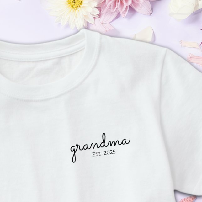 Black Script Font Established Grandma  T-Shirt (Creator Uploaded)