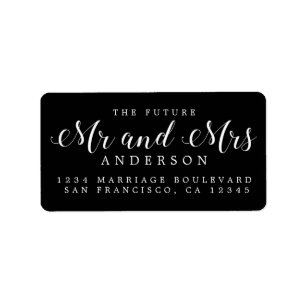 Black Script Future Mr Mrs Return Address Label