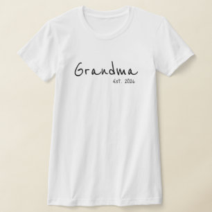 Black Script Grandma Established  T-Shirt