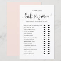 Black Script Gues Who Bride or Groom Shower Game
