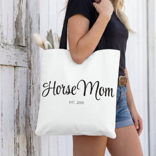 Black Script Horse Mum Established Tote Bag
