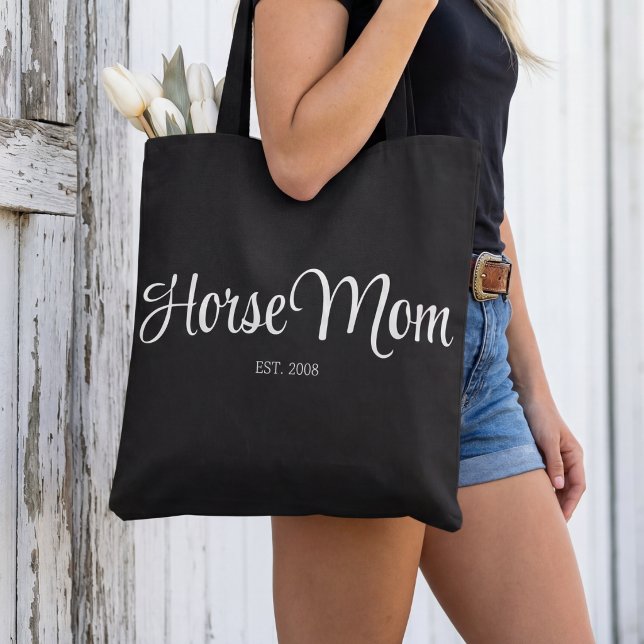 Black Script Horse Mum Established Tote Bag (Creator Uploaded)