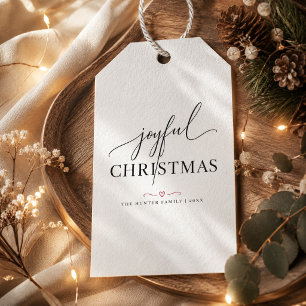 Black Script Joyful Christmas Gift Tags