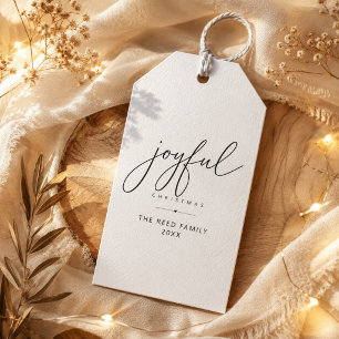 Black Script Joyful Christmas Gift Tags