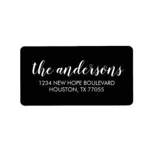 Black Script Last Name Return Address Labels