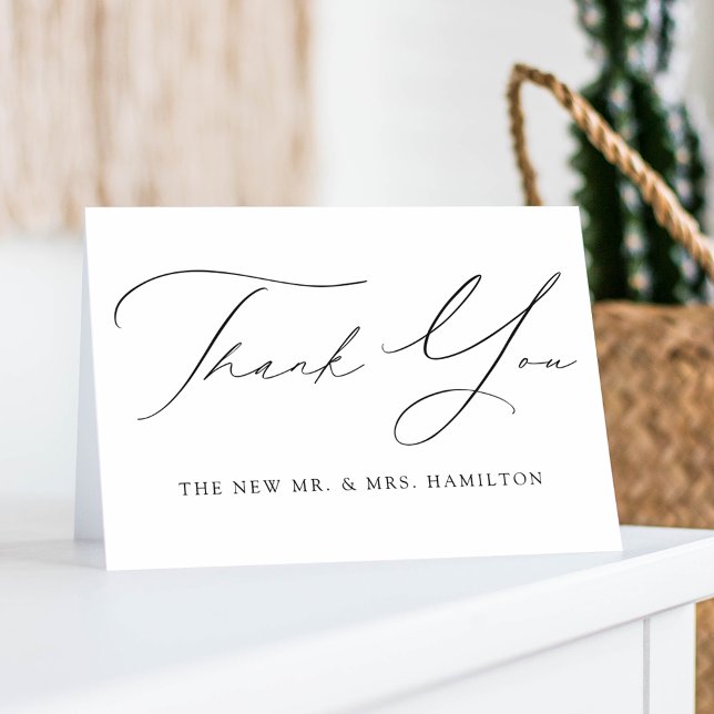 Black Script Modern Elegance Wedding Thank You Card (Creator Uploaded)