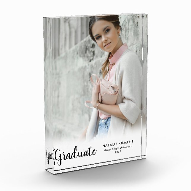 Black Script Modern Graduate Graduation Photo Block (Left)