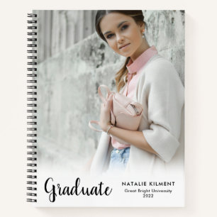 Black Script Modern Graduate Photo Graduation Notebook