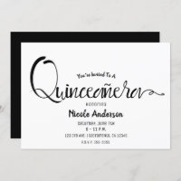 Black Script Modern Minimal Quinceañera Quince 15