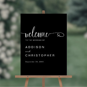 Black Script Modern Minimal Wedding Welcome Acrylic Sign