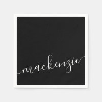 Black Script Modern Personalised Name Party