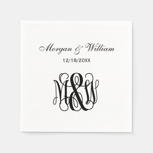 Black Script Monogram B&G DIY BG Napkin (Front)