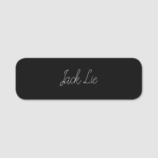 Black Script Monogram Modern Trendy Identity Name Tag