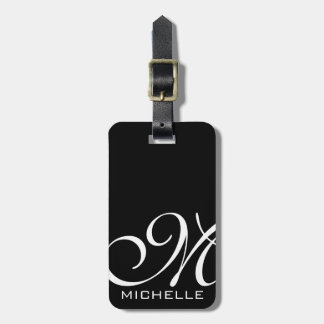 Black Script Monogrammed Luggage Tag
