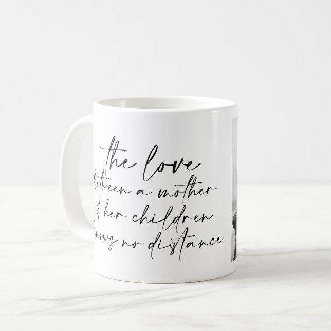 Black Script Mother Quote and Photo Coffee Mug (Front Left)