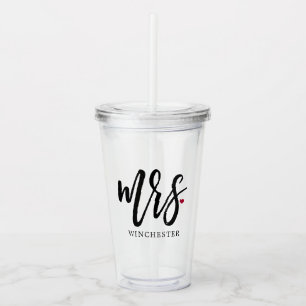 Black Script Mrs. (Name) Acrylic Tumbler