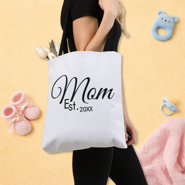 Black Script Mum Established New Mum Gift Tote Bag (Creator Uploaded)