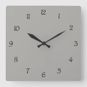 Black Script Numbers On Grey wccn Square Wall Clock